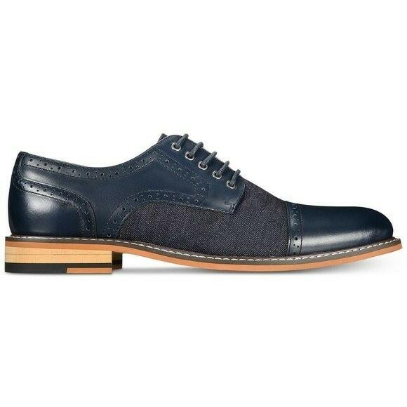 Bar III Men's Parker Leather Cap Toe Derby Shoes Dark Navy Dress Shoes