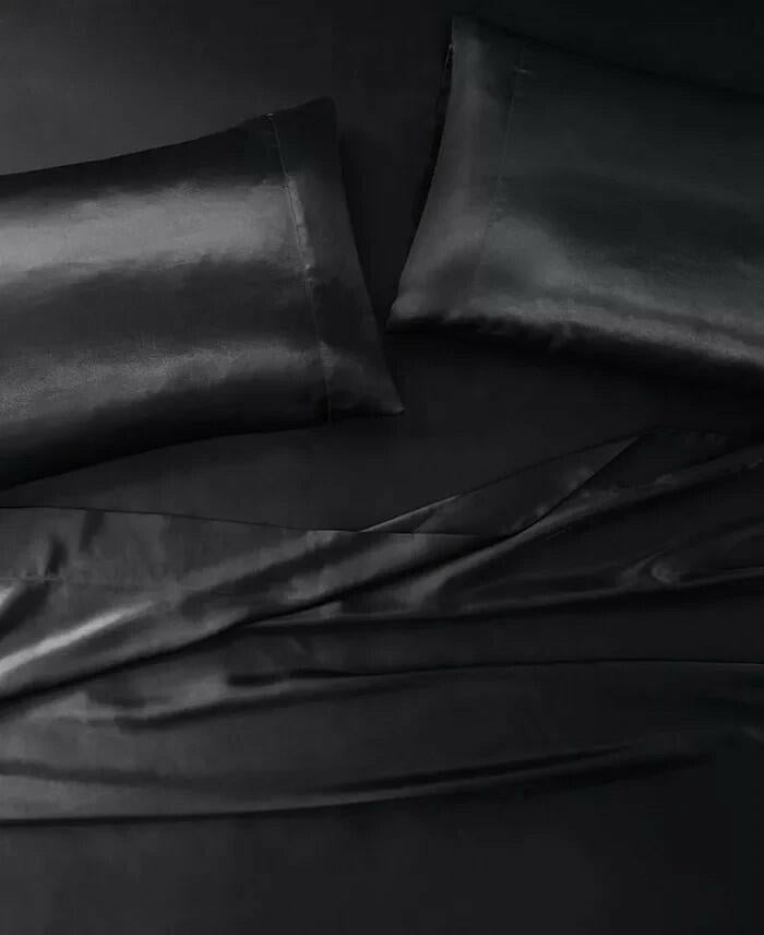 Madison Park Essentials Satin Black King Pillowcase Set of 2 MSRP $20