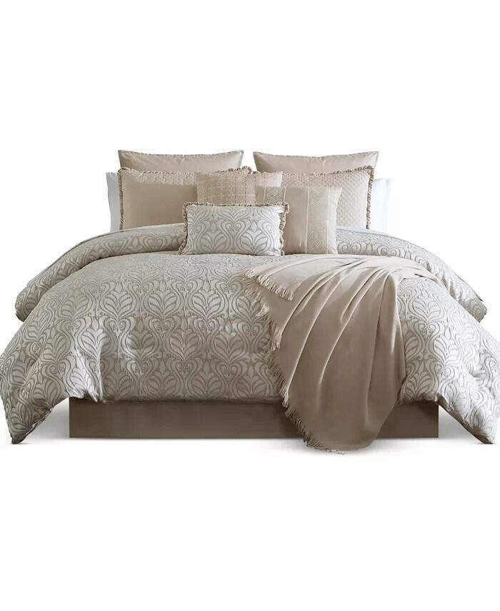 Hallmart Yovana 14-Pc King Comforter Set Neutral Jacquard MSRP $460