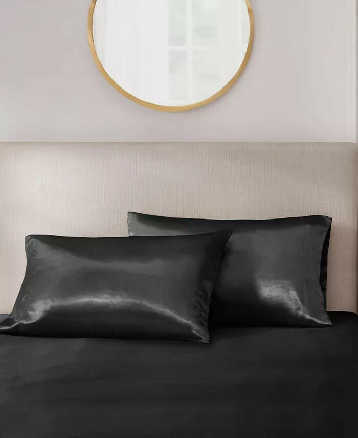 Madison Park Essentials Satin Black King Pillowcase Set of 2 MSRP $20