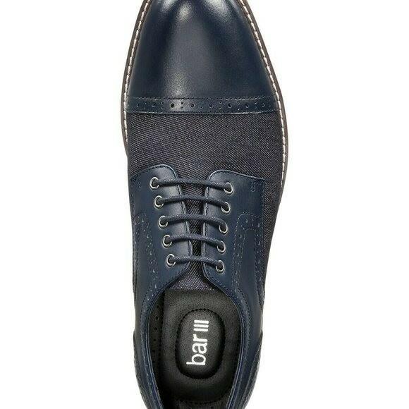 Bar III Men's Parker Leather Cap Toe Derby Shoes Dark Navy Dress Shoes