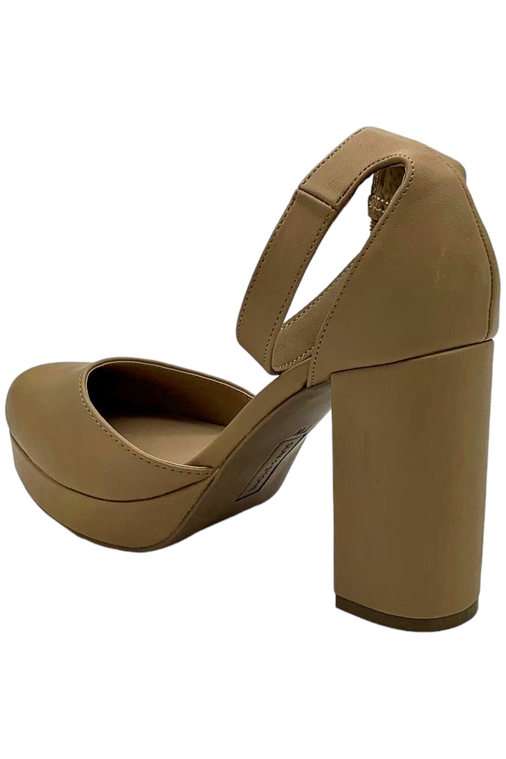 Sun + Stone Birdey Block Heel Platform Pumps Tan Nude Size 11 Buckle $89