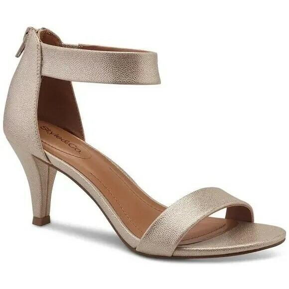 Style & Co Paycee Dress Women’s Block Heel Shoes Gold MSRP $69 Size 7.5