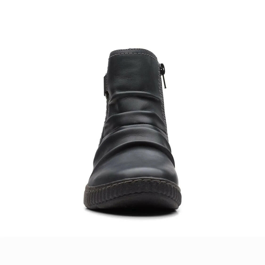 Clarks Womens Caroline Orchid Ruched Boots Black Leather 6.5M MSRP $120