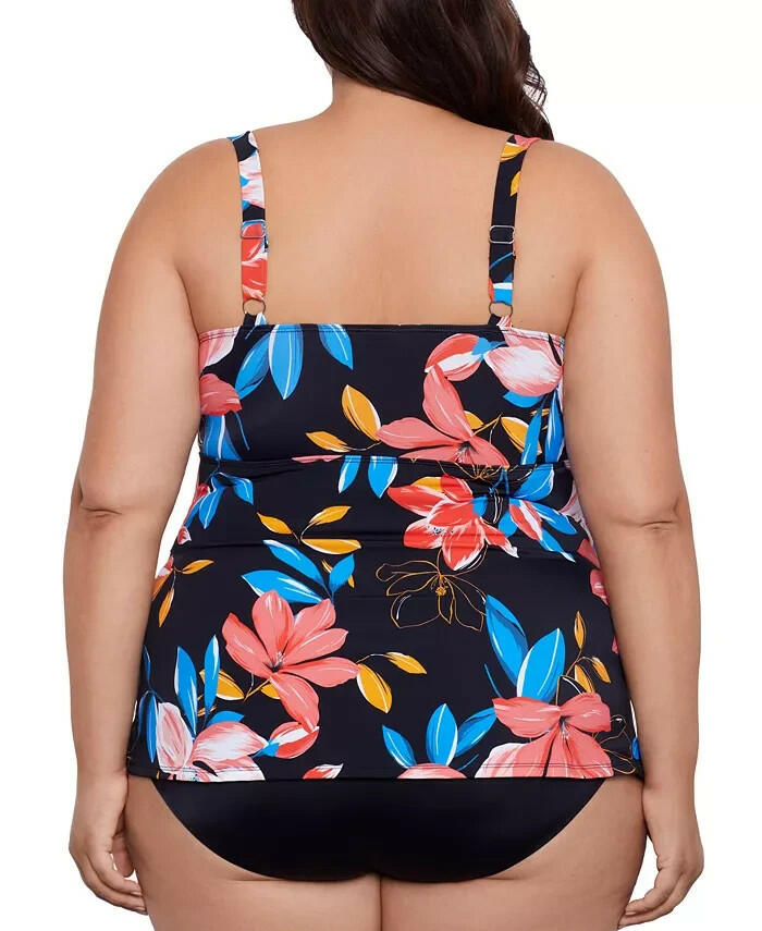 Swim Solutions Plus Size Tiered Floral One Piece Swimsuit 12 MSRP $122