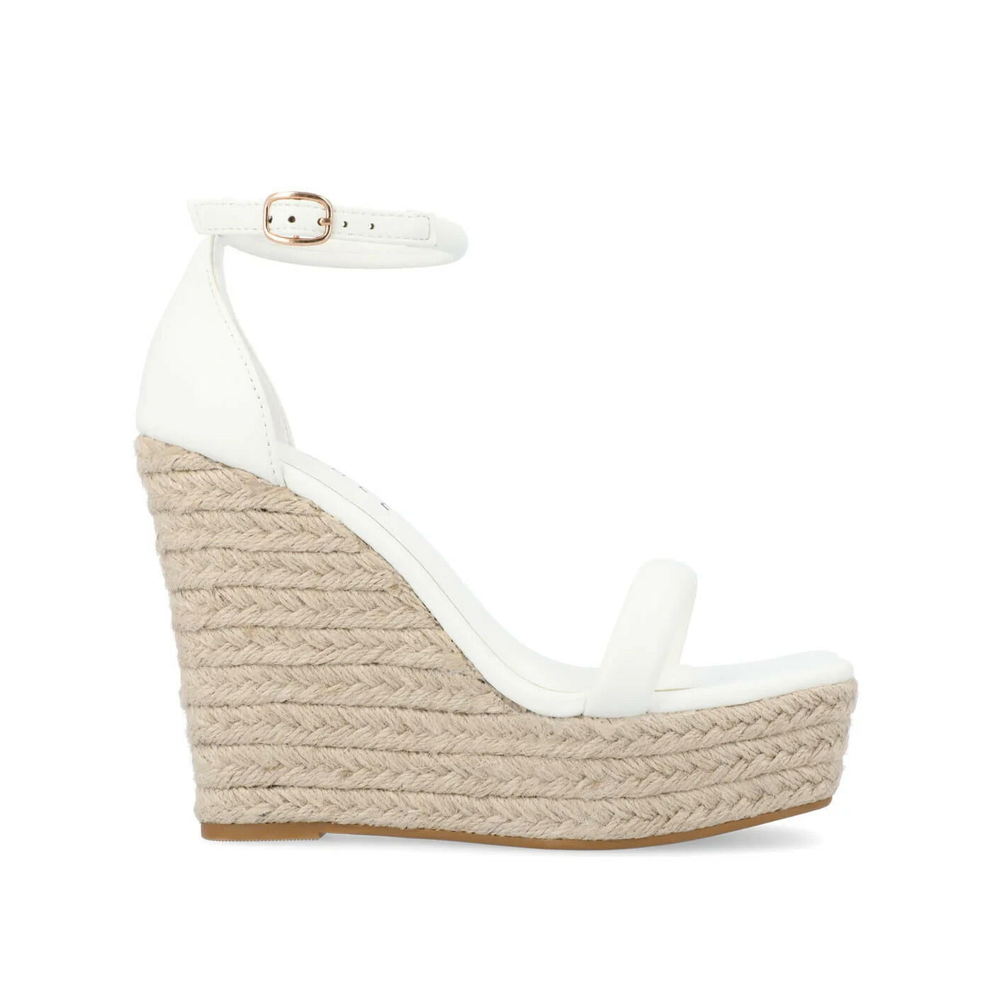 Journee Olesia Womens Espadrille Wedge Sandals Vegan Leather White 9.5 $99