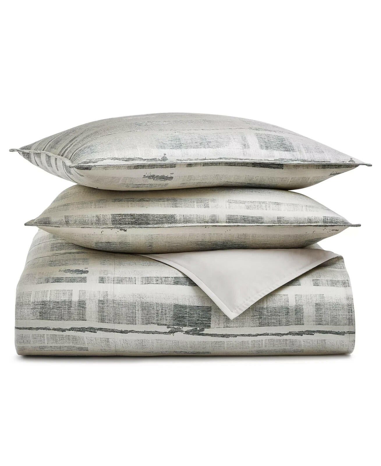 Hotel Collection Broken Stripe Comforter Set King Gray New MSRP $625