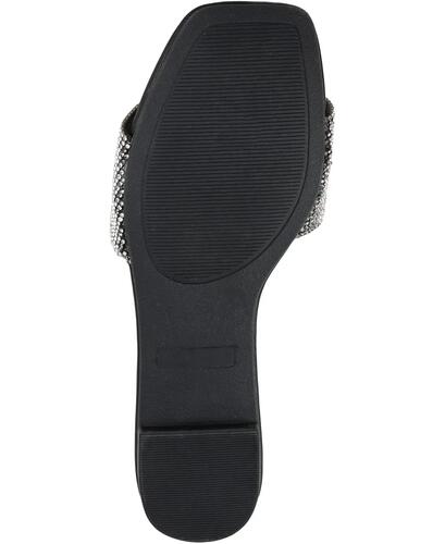 Journee Women's Grayce Rhinestone Flat Sandals Black Size 9