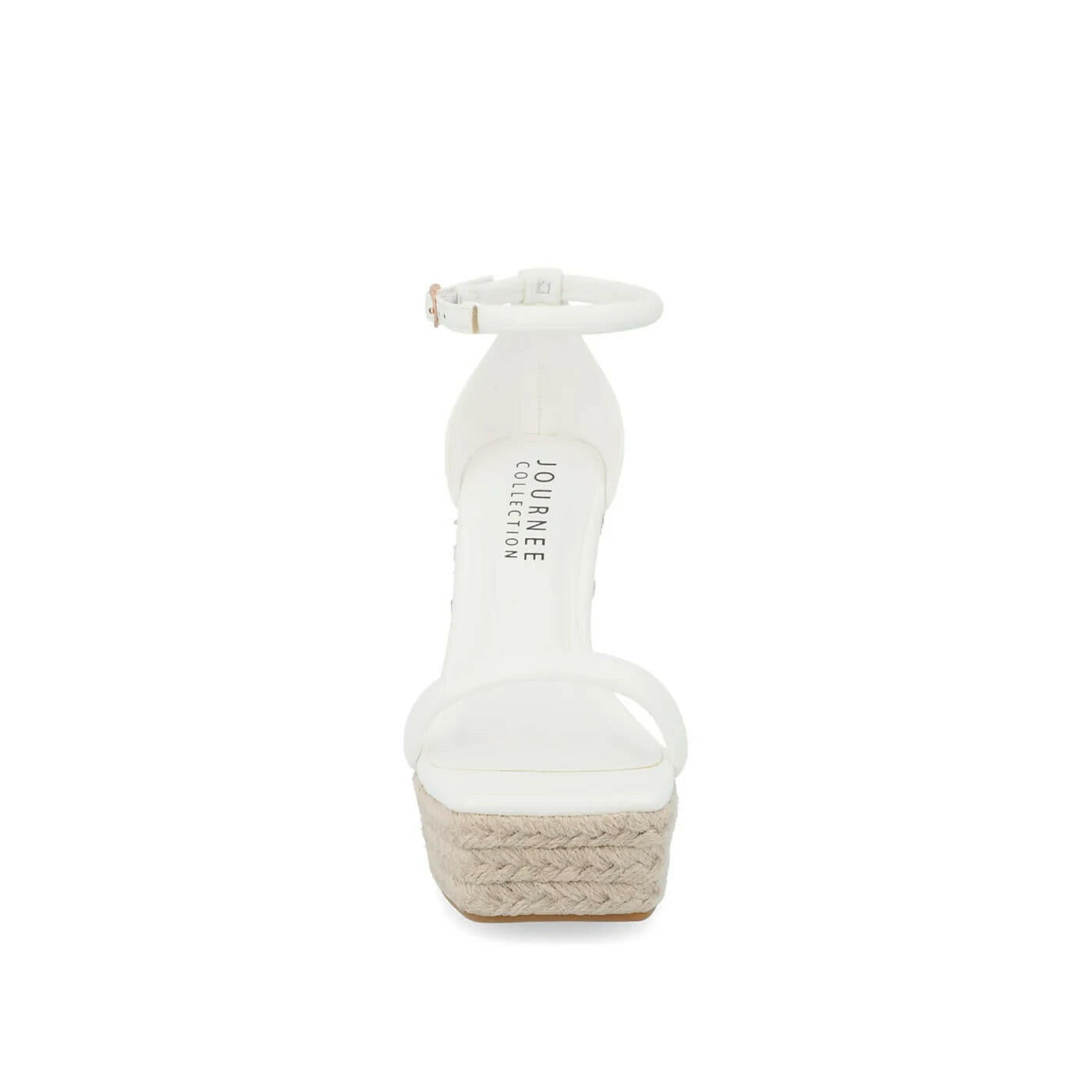 Journee Olesia Womens Espadrille Wedge Sandals Vegan Leather White 9.5 $99