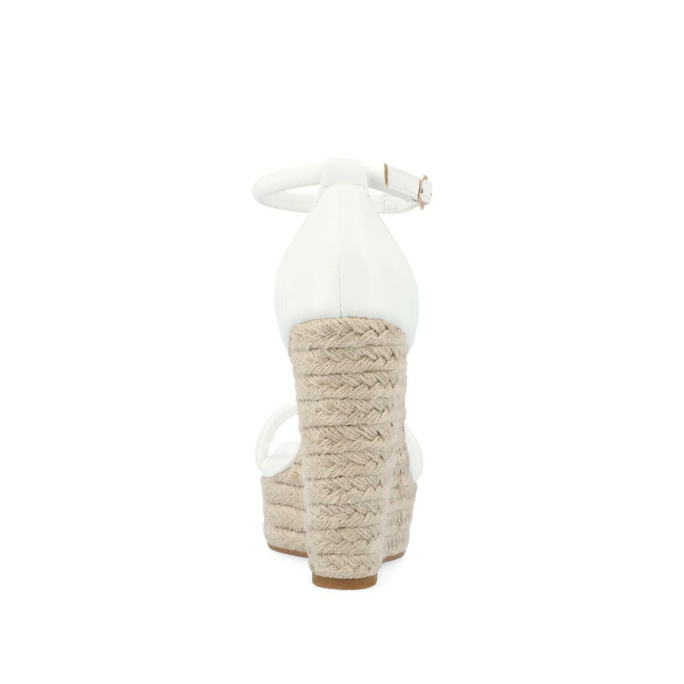 Journee Olesia Womens Espadrille Wedge Sandals Vegan Leather White 9.5 $99
