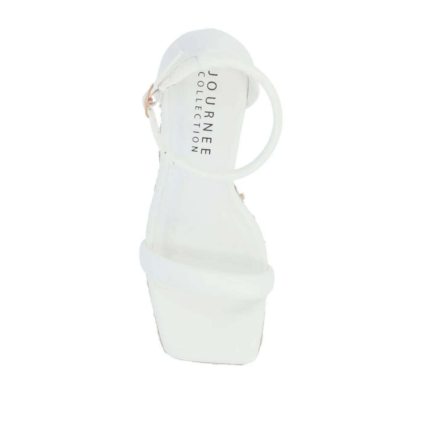 Journee Olesia Womens Espadrille Wedge Sandals Vegan Leather White 9.5 $99