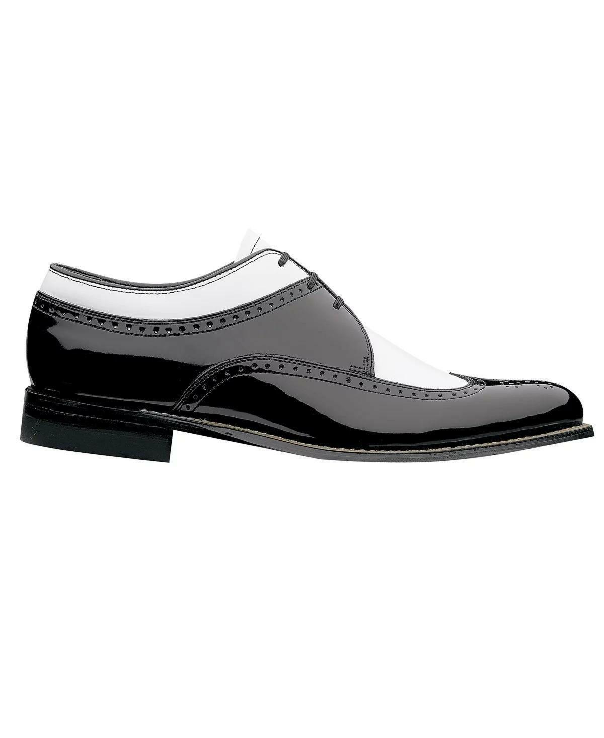 Stacy Adams Dayton Wing Tip Men’s Dress Shoes Black Patent & White Leather  Size