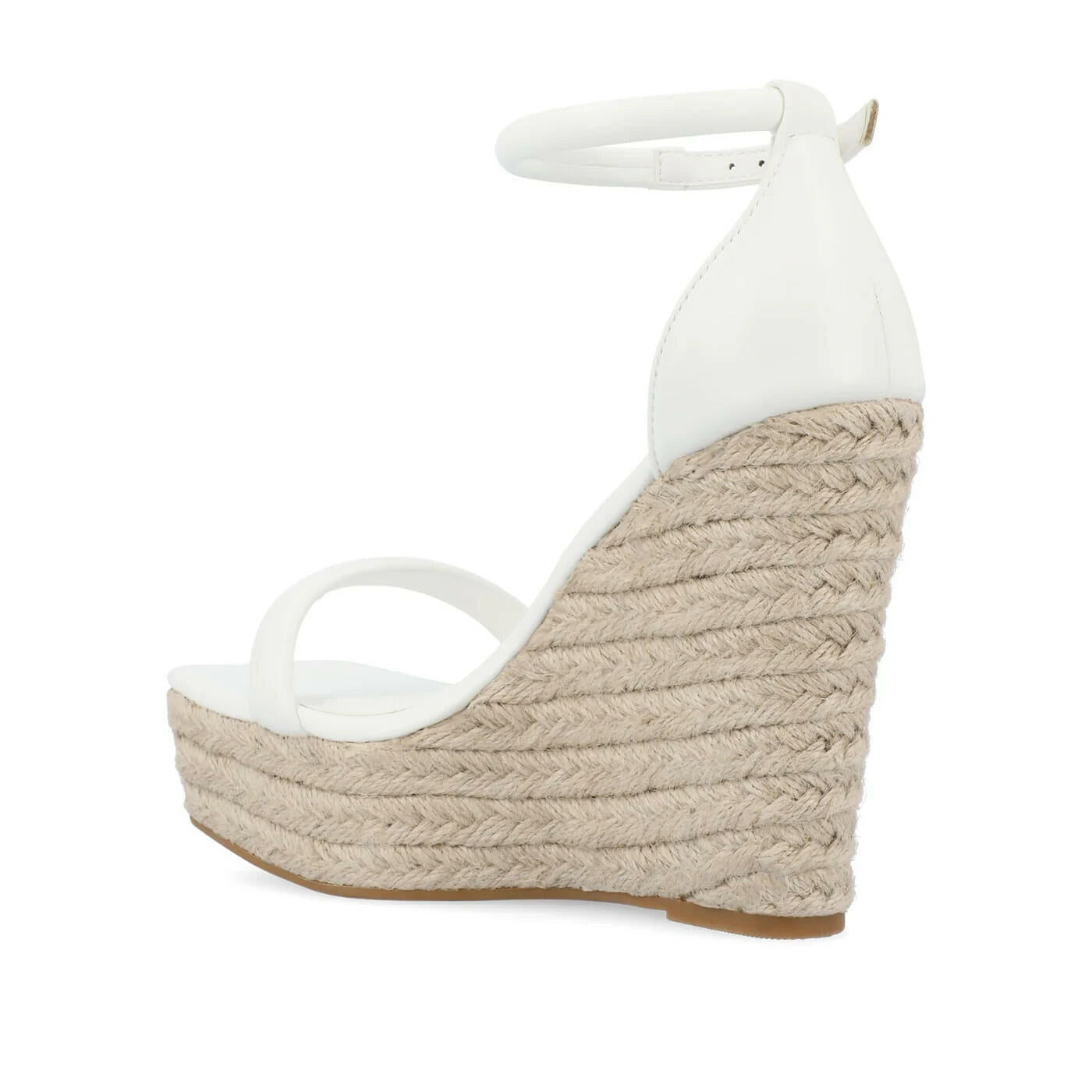 Journee Olesia Womens Espadrille Wedge Sandals Vegan Leather White 9.5 $99