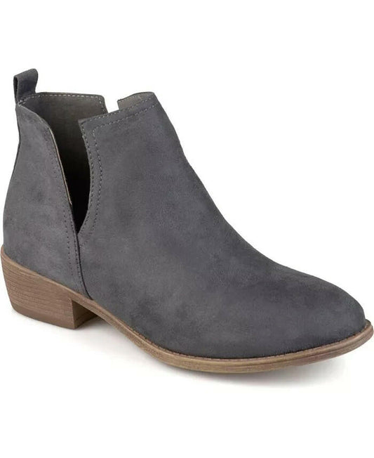 Journee Collection Rimi Notched Ankle Booties Gray Size 6.5 MSRP $109