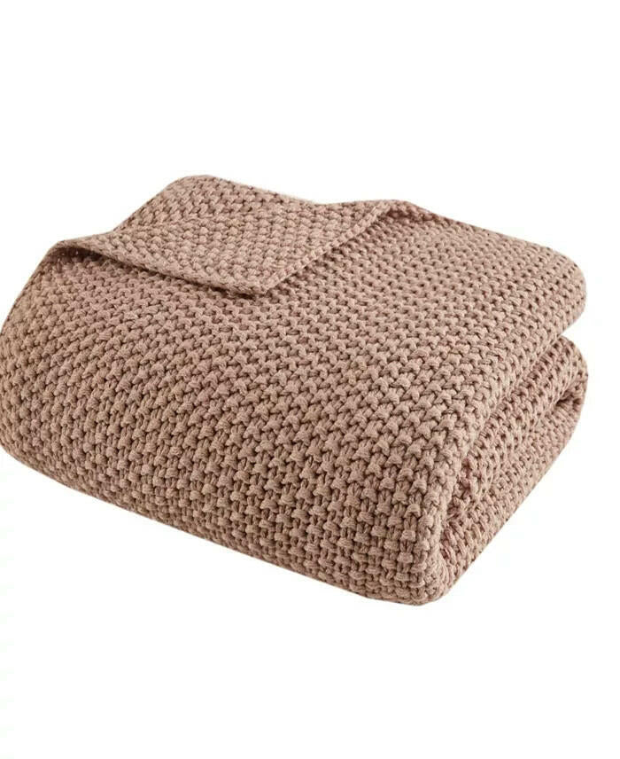 INK and IVY Bree Knit Throw Blanket Brown 50x60 New MSRP $120