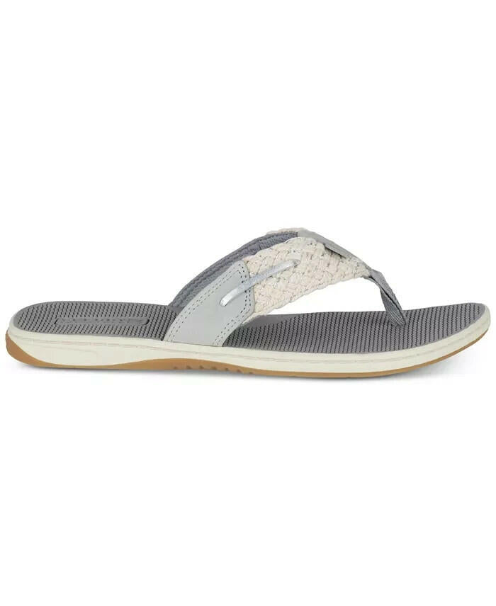 Sperry Parrotfish Flip Flop Sandal Gray Silver 8 New $50