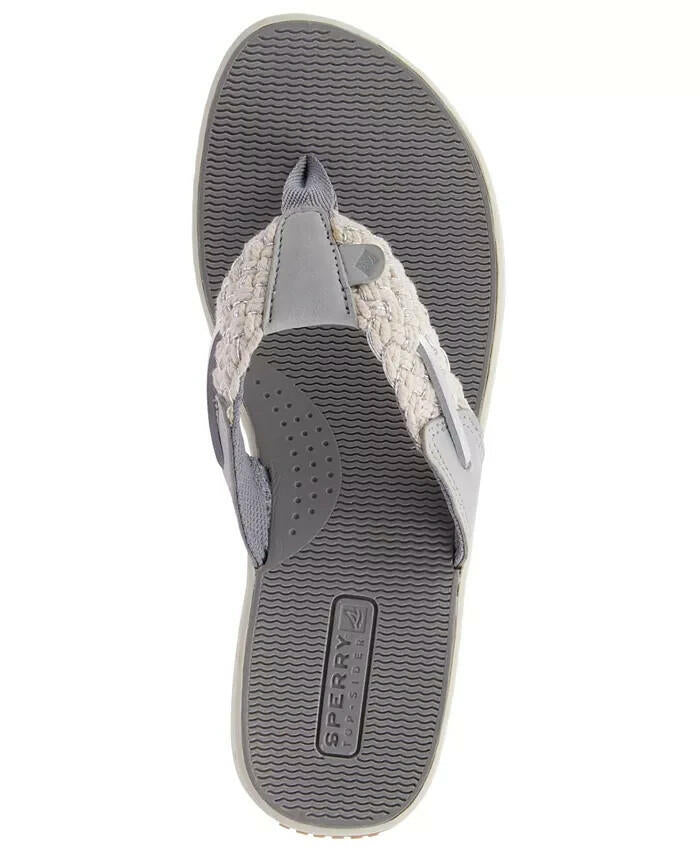 Sperry Parrotfish Flip Flop Sandal Gray Silver 8 New $50
