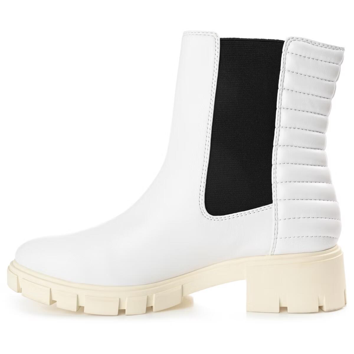 Tru Comfort Tatiana Lug Sole Chelsea Boots White 10 Platform Foam $89