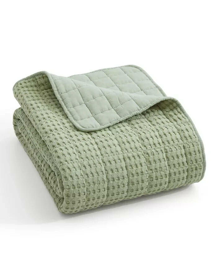 Levtex Mills Waffle Classic 3 Piece Bedspread Set King Green MSRP $490