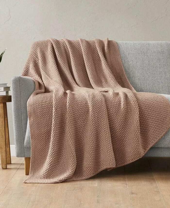 INK and IVY Bree Knit Throw Blanket Brown 50x60 New MSRP $120