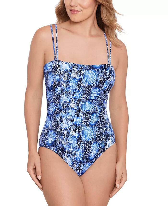 Swim Solutions Womens Shirred Snakeskin One Piece Swimsuit 18 MSRP $102
