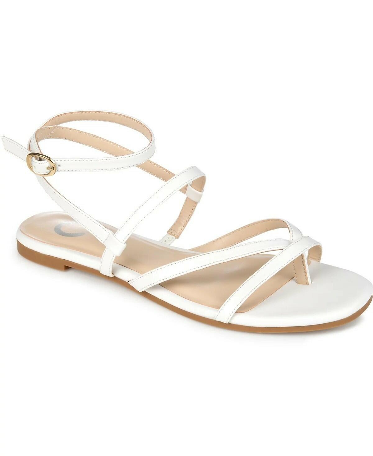 Journee Collection Serissa Flat Sandals Women’s Strappy White 8.5 MSRP $79