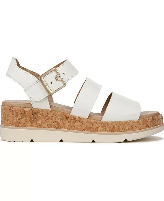 Dr Scholls Womens Once Twice Espadrille Platform Sandals White 8 New $95