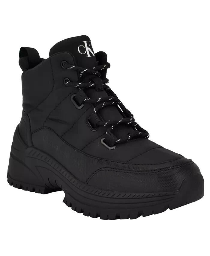 Calvin Klein Womens Noanne Lace Up Cold Weather Boots Black 7 New $120