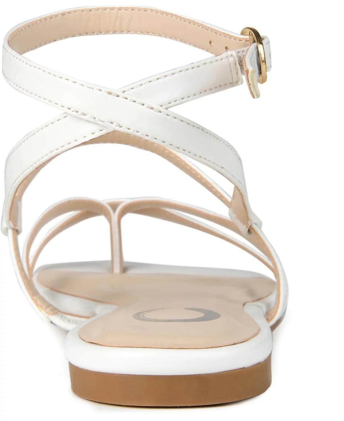 Journee Collection Serissa Flat Sandals Women’s Strappy White 8.5 MSRP $79
