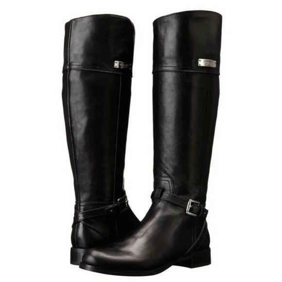 Coach Women's Black Micha Leather Knee High Classic Riding Boots $249