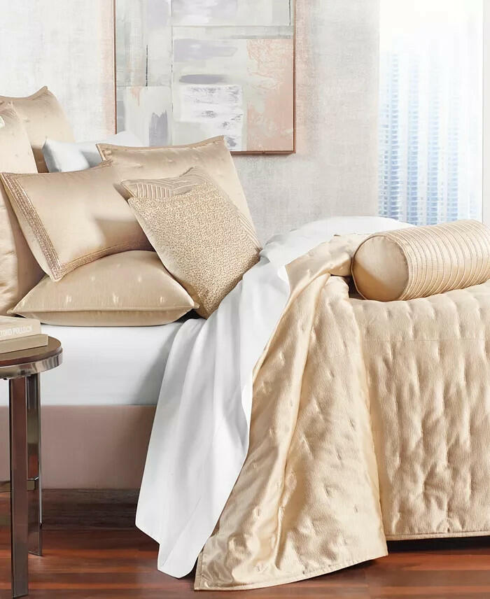 Hotel Collection Glint 3 Piece Coverlet Set King Gold MSRP $500