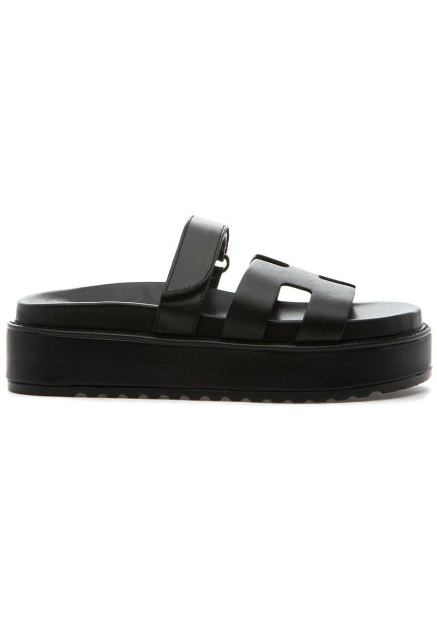 Steve Madden Womens Bigmayven Platform Sandals Black Leather 8 $100