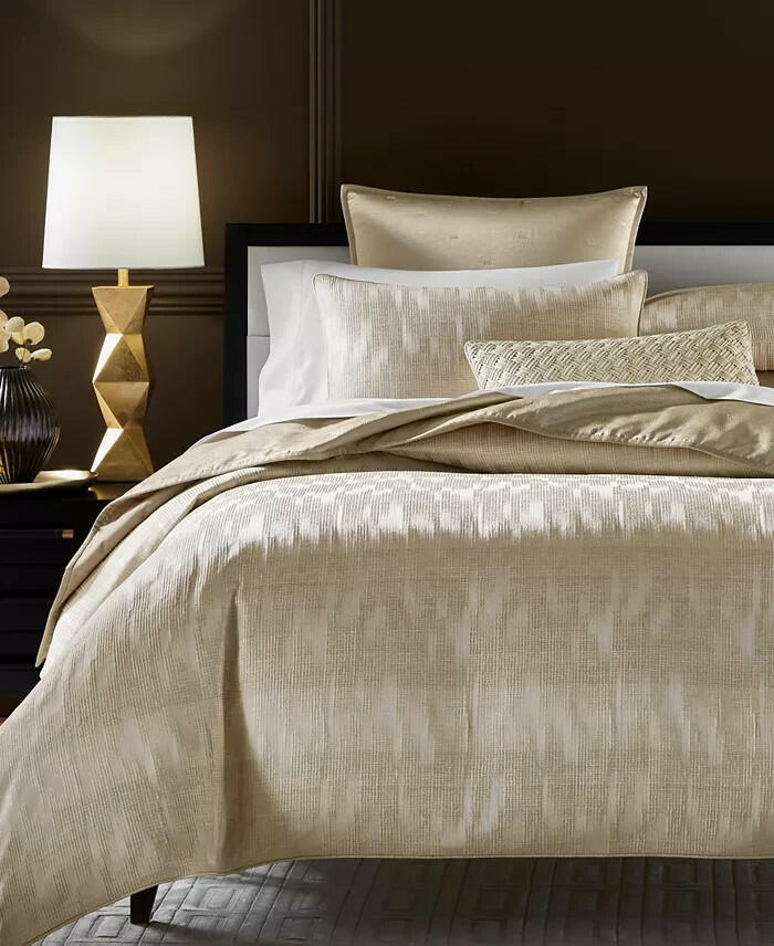 Hotel Collection Gilded Stripe Comforter Set Beige Khaki Gold King MSRP $625