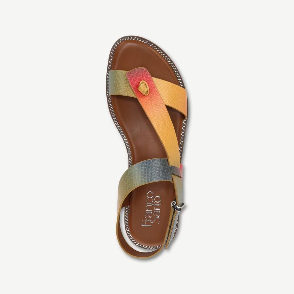 Franco Sarto Womens Glenni Strappy Sandals Multi Snake Print 6 $99