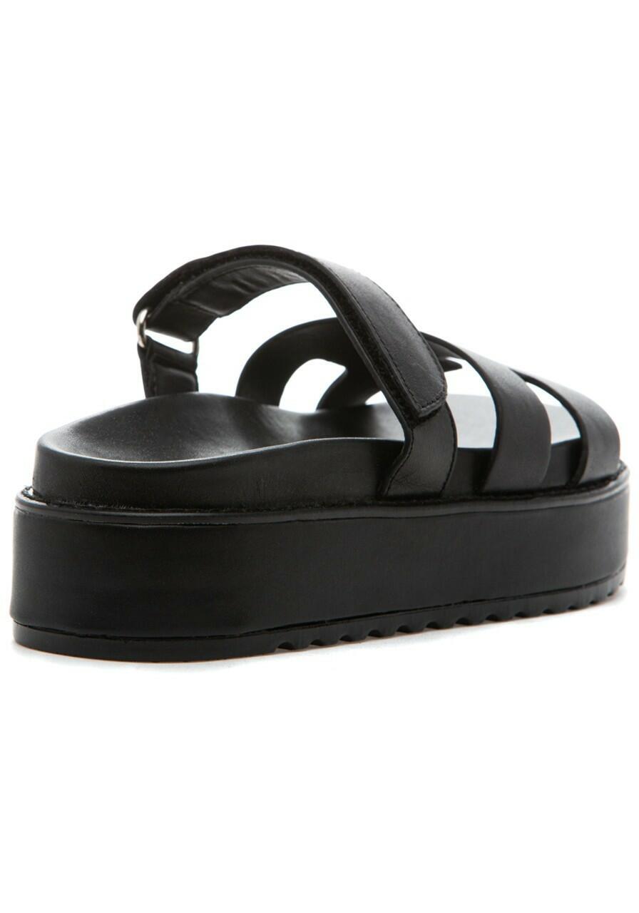 Steve Madden Womens Bigmayven Platform Sandals Black Leather 8 $100