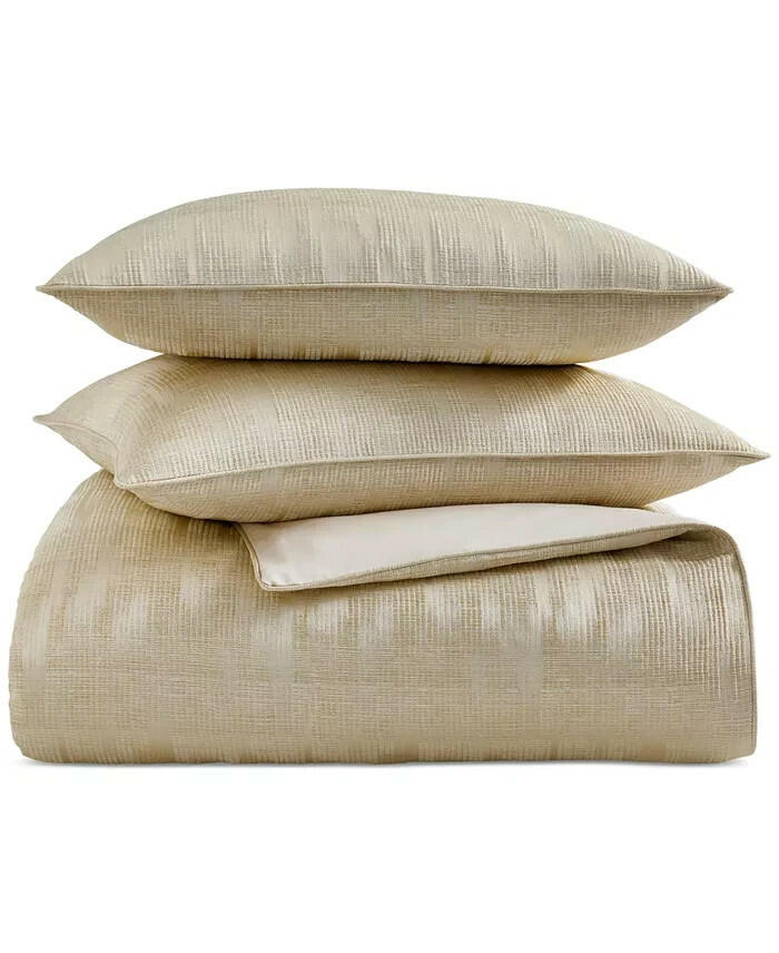 Hotel Collection Gilded Stripe Comforter Set Beige Khaki Gold King MSRP $625