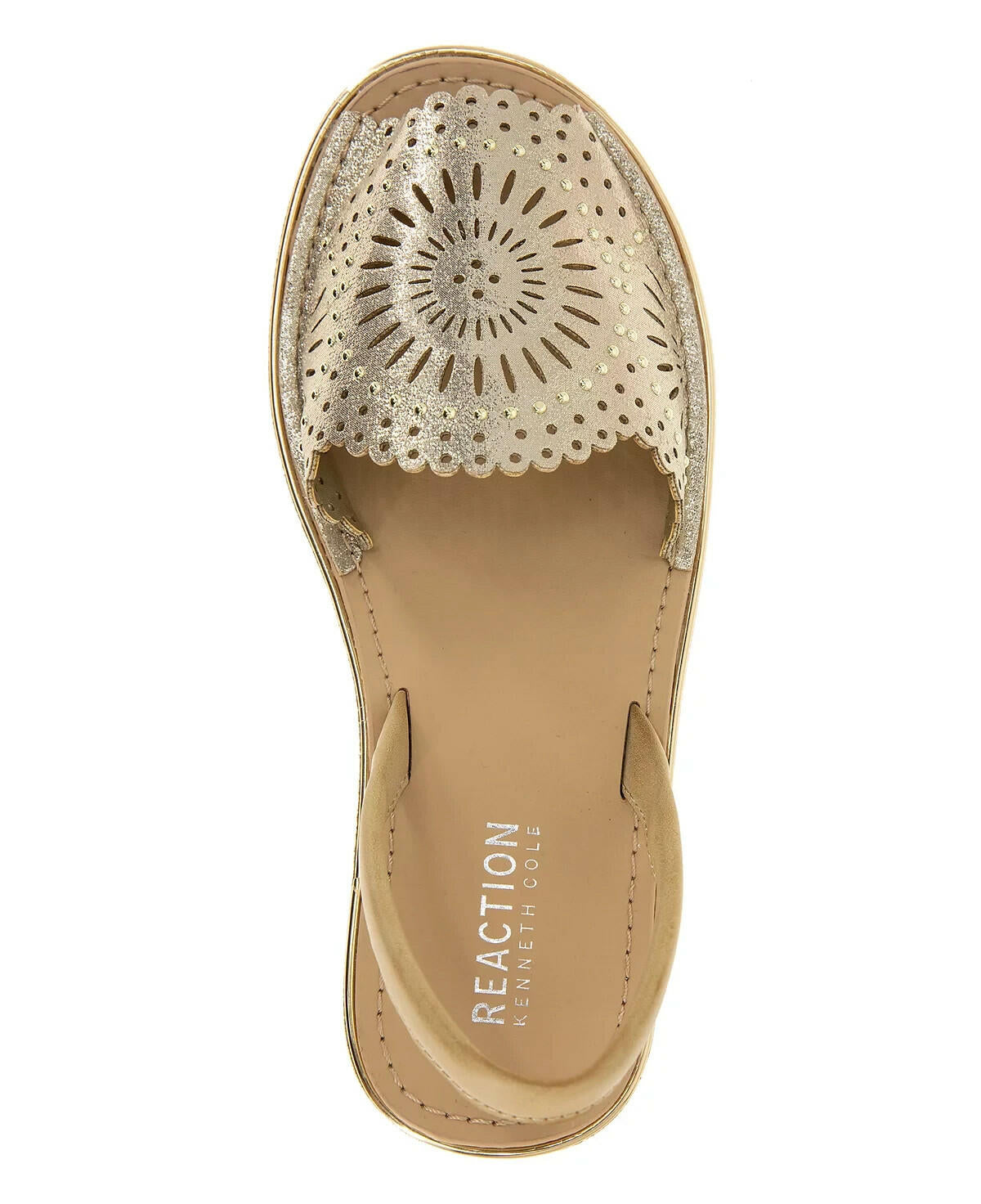 Kenneth Cole Reaction Womens Fine Glass Wedge Sandals Gold 9 MSRP $69
