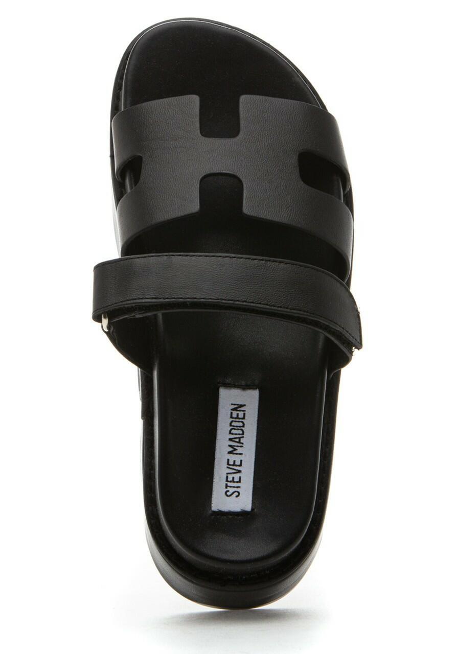 Steve Madden Womens Bigmayven Platform Sandals Black Leather 8 $100