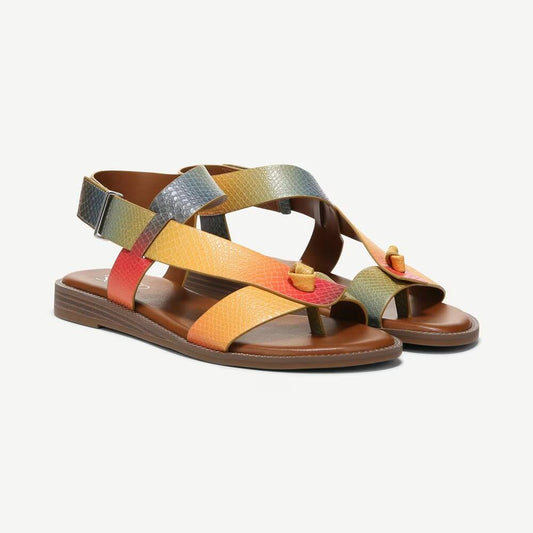 Franco Sarto Womens Glenni Strappy Sandals Multi Snake Print 6 $99