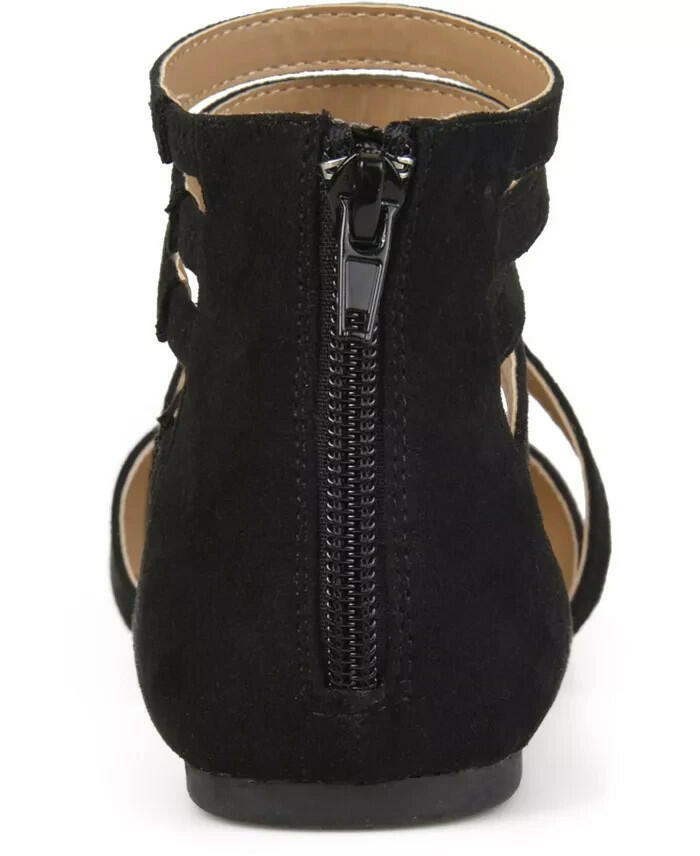 Journee Collection Womens Marlee Strappy Flats Black 8.5 New $69