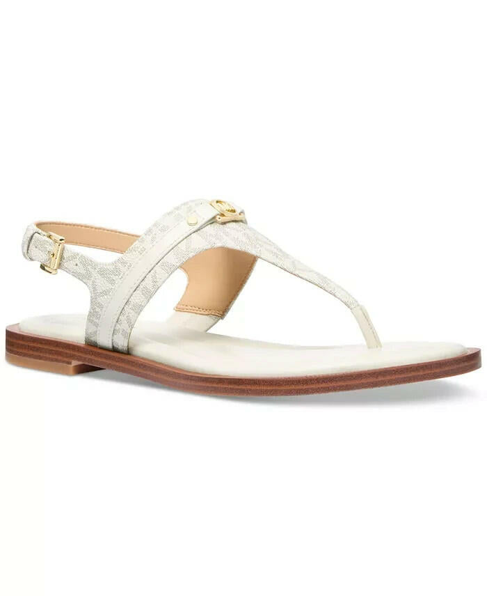 Michael Kors Womens Mandy Logo Slingback Thong Sandals Cream 9 New $85