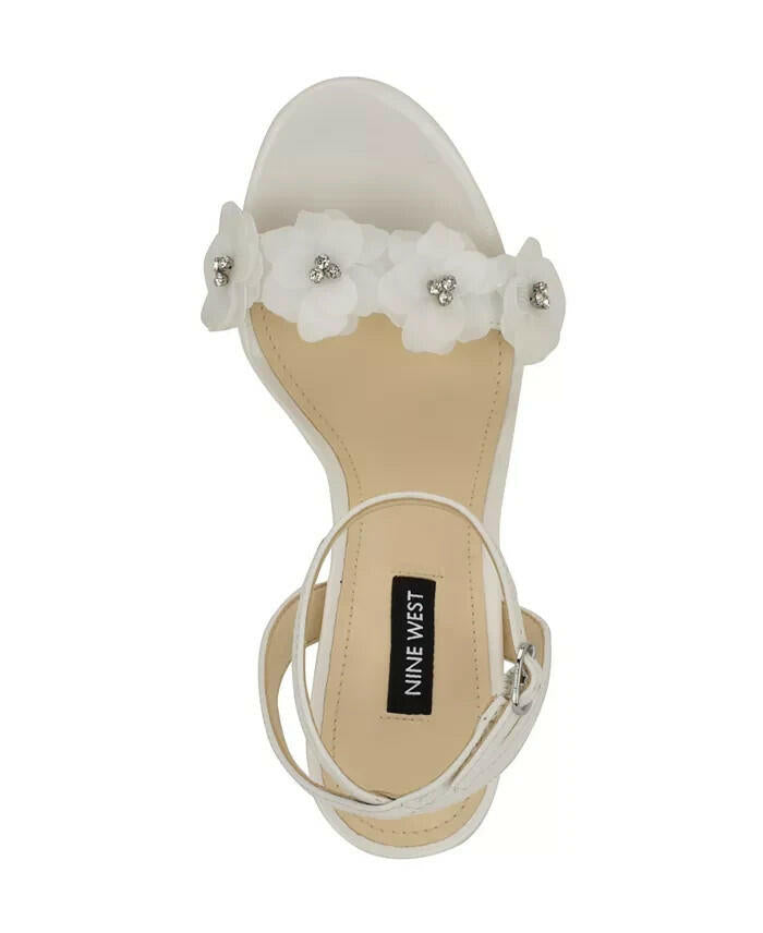Nine West Womens Lovely Flower Stiletto Sandals White 9 New $99