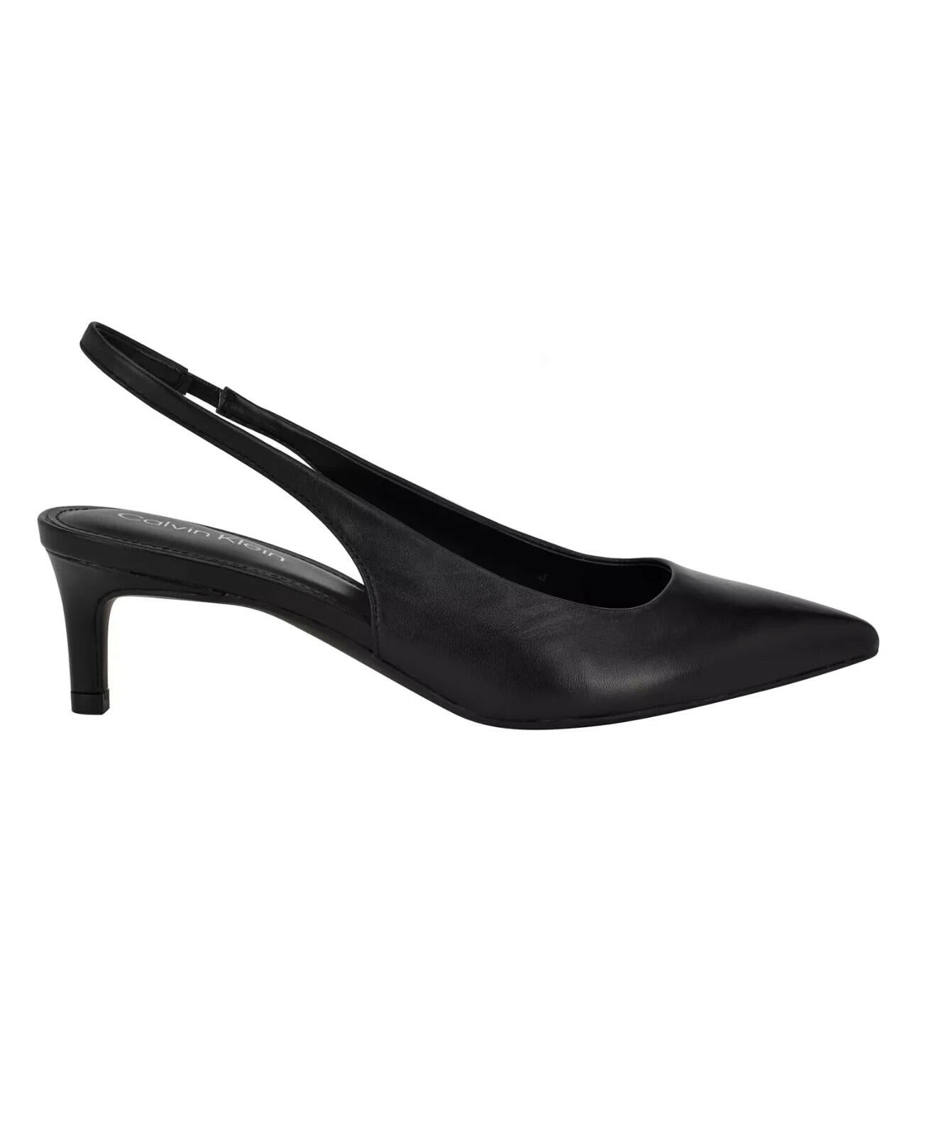 Calvin Klein Womens Dainty Kitten Heel Slingback Pumps Black 8 New $109