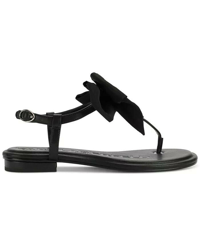 Karl Lagerfeld Paris Womens Cristi Bow Sandals Black 8 New $129