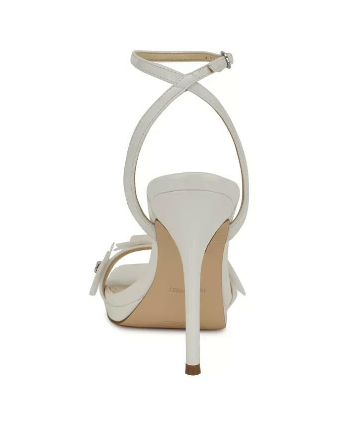 Nine West Womens Lovely Flower Stiletto Sandals White 9 New $99