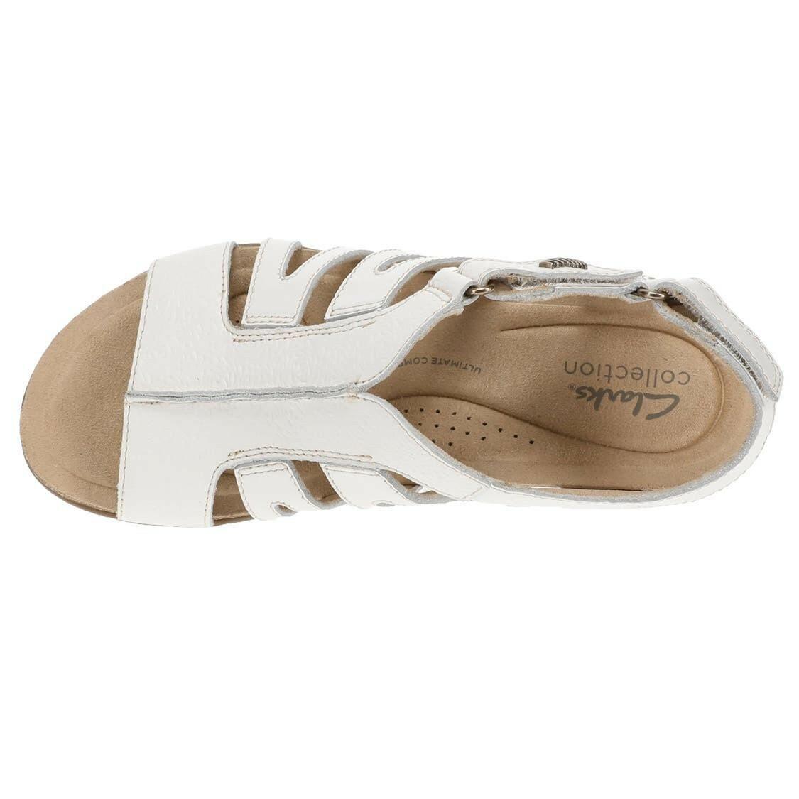 Clarks Womens April Belle Strappy Slingback Sandals White Leather 8 MSRP $94
