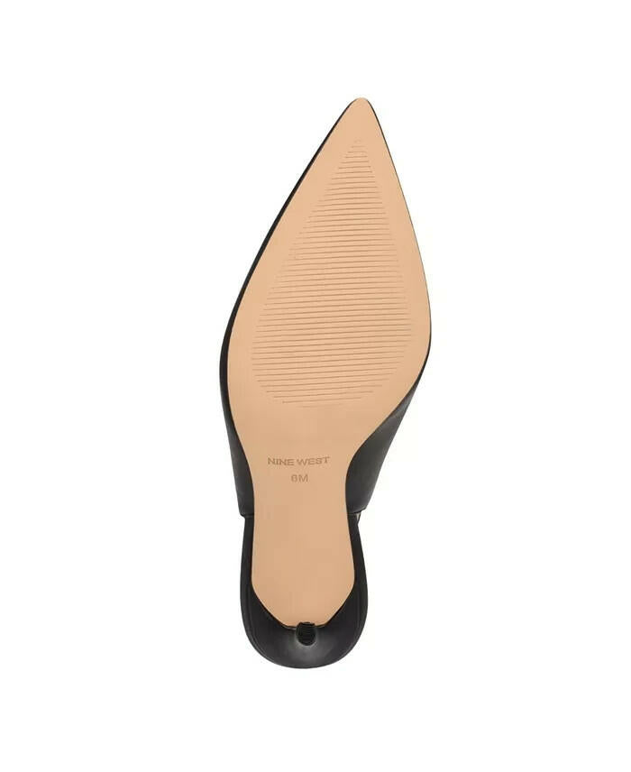 Nine West Womens Feather Slingback Stiletto Pumps Black 7 New $109