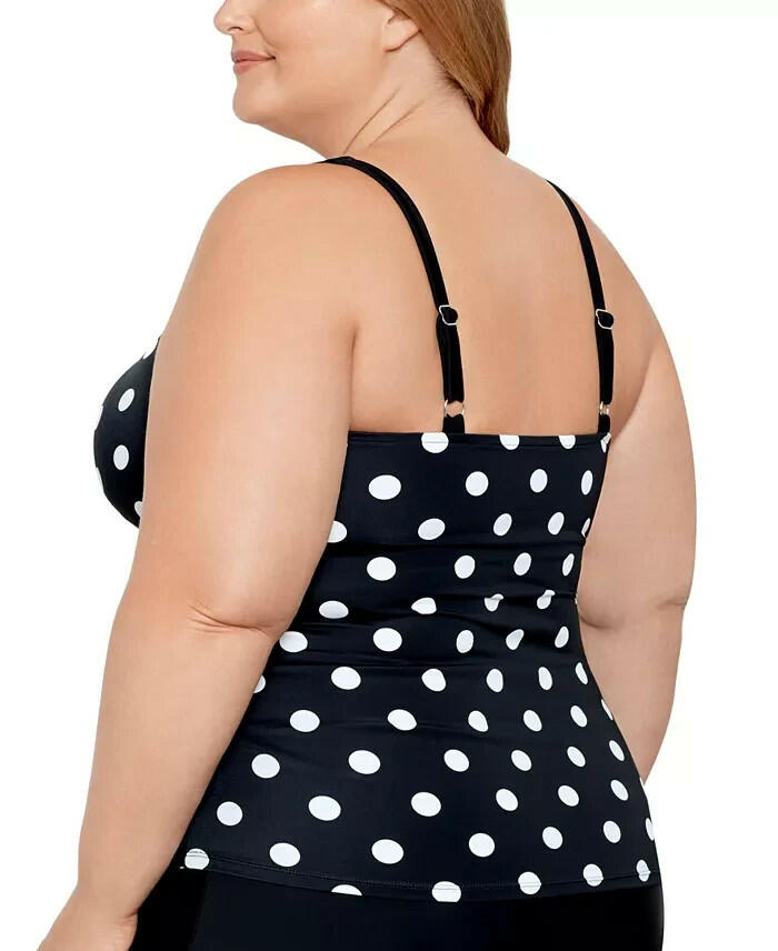 Swim Solutions Plus Size Tummy Control Tankini Top 22W Polka Dot $84