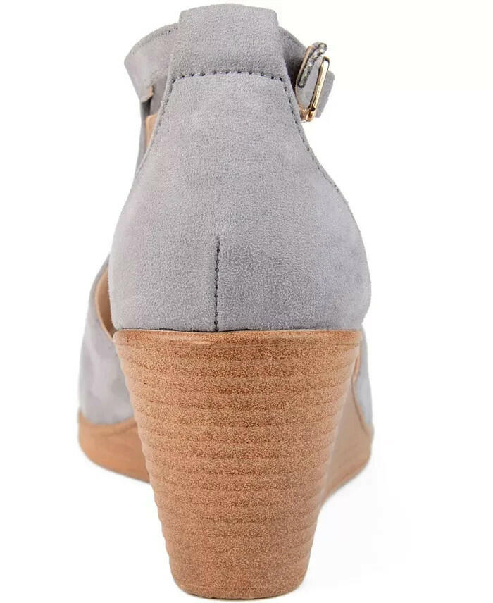 Journee Collection Womens Kedzie Wedge Sandals Gray 7.5 Narrow New $94