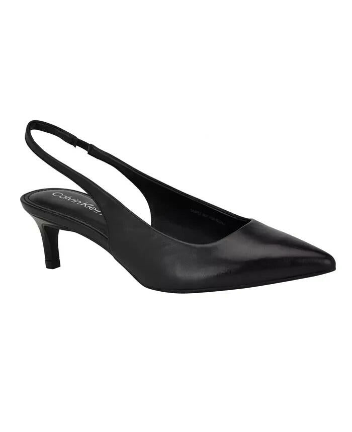Calvin Klein Womens Dainty Kitten Heel Slingback Pumps Black 8 New $109